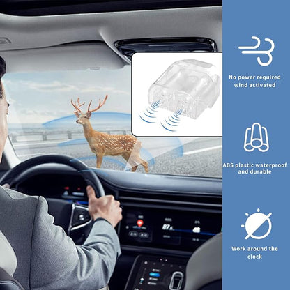 4PCS Deer Whistles for Vehicles - Universal Automotive Warning Devices, Save a Car from Collisions(White)