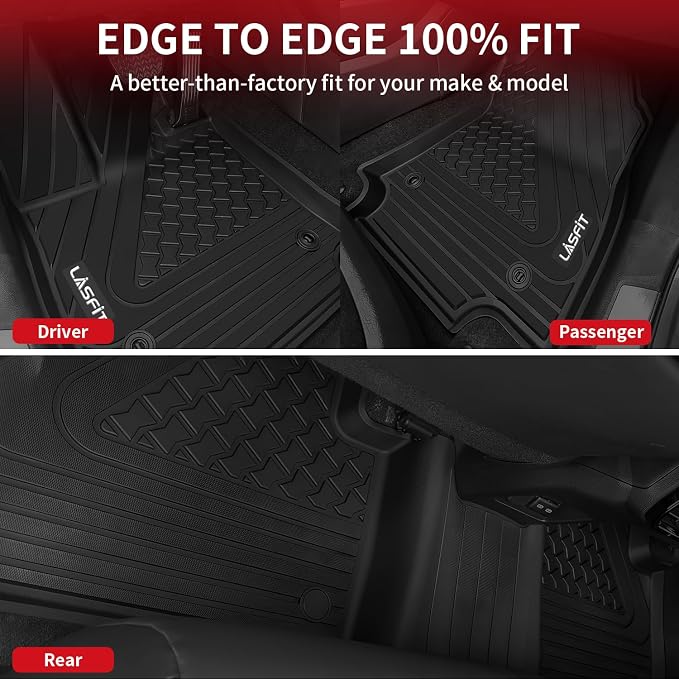 LASFIT Floor Mats for Lexus NX 350/ NX250/ NX 2022-2026 (Not Fit for NX350h/ NX450h+), All Weather Cargo Mats TPE Floor Liners Accessories Front & Rear Rows & Cargo Liner, Black