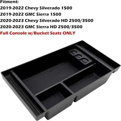 Center Console Organizer Tray fits for 2019-2022 GMC Sierra/Chevy Silverado 1500 Accessories, 2020-2021 2022 2023 Silverado/Sierra 2500 HD/3500 HD