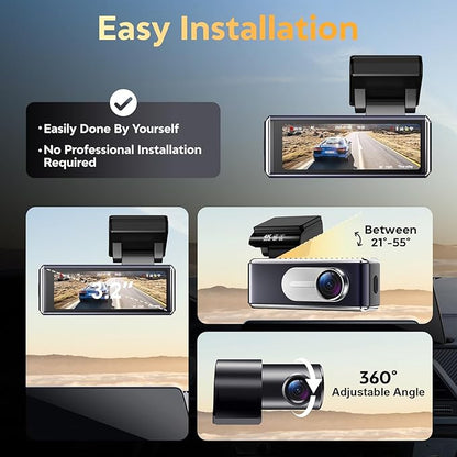 Dash Cam Front and Rear - 4K HD Dual Dash Camera for Cars, Built-in 5G WiFi GPS, 64GB Card, Dashcam with 3.2" IPS Screen, UHD Night Vision, HDR, App Control, 24H Parking Monitor