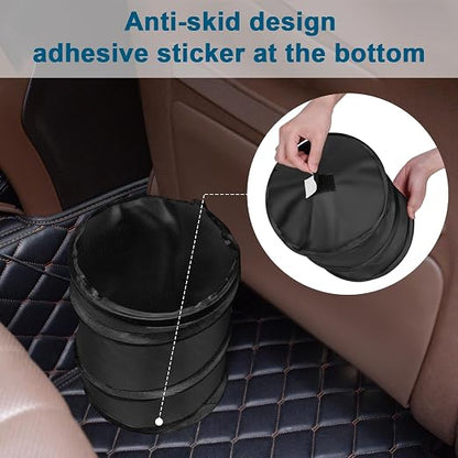 Car Trash Can, 2.6 Gallons Car Garbage Can, Collapsible Trash Bin | Pop-Up Trash Can for Car Front Back Seat, Portable Car Trash Bag Hanging for Vehicle SUV Rv Truck Accessories Interior, Black