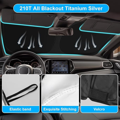 Car Windshield Sun Shade for 2014-2025 2026 Jeep Cherokee Sun Shade for Trailhawk Overland Limited Latitude Altitude Accessories Front Window Sunshade Sun Visor Windshield Cover UV Block