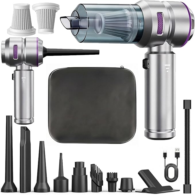 Handheld Car Vacuum Cordless, 22000Pa High Power Car Vacuum Cleaner and Air Duster, 2026 Upgrade 4-in-1 Car Vacuum Portable Cordless with 10 Multi-Nozzles for Small Jobs, Car, Home, Desk, Keyboard