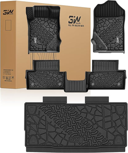 3W Floor Mats & Cargo Liner Fit for 2021-2025 2026 Ford Bronco 2 Door All Weather TPE Car Accessories Custom Fit Floor Liner and Full Set Car Mats (Not for Bronco Sport & Rubberized Floor)