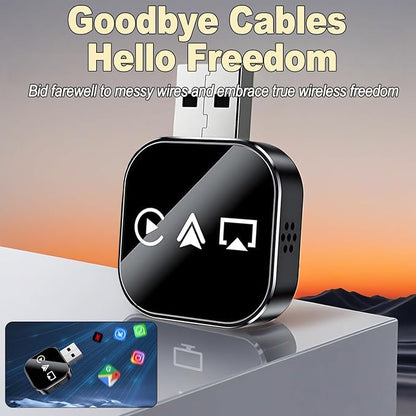 3 in 1 Adapter, 3-in-1 car Adapter (2026 Model), with 2.4/5GHz WiFi and Bluetooth 5.0, Plug and Play for iPhone and Android (Black,for iPhone)