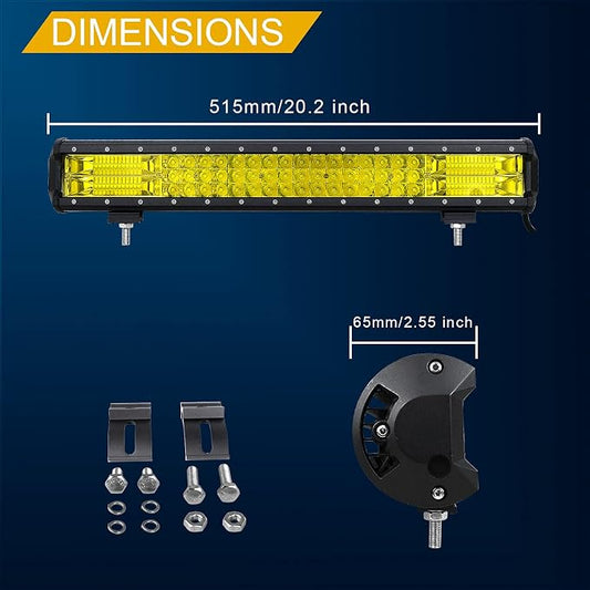 Willpower 20 inch 288W LED Light Bar Amber LED Work Light Spot Flood Beam for Vehicle Jeep Trucks Tractor 4X4 Boat Off Road Auto Fog Driving Lamp 12V 24V Waterproof IP67