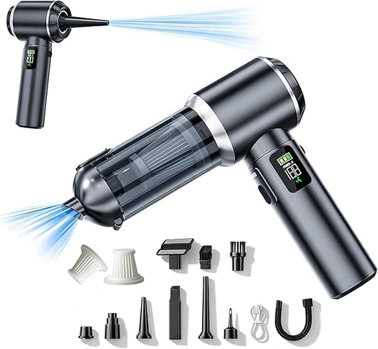 Handheld Car Vacuum Cordless with Air Duster, 30-Min Runtime 20000Pa Suction, Portable Rechargeable Small Handheld Vacuum for Car Detailing Interior Cleaning Pet Hair,Silver&Gray