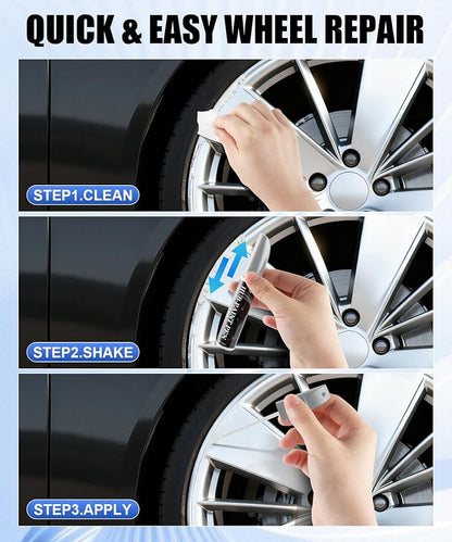 Amiss Sliver Flash Rim Repair Kit, Wheel Paint and Rim Paint Touch Up Pen for Curb Rash, Universal Alloy Wheel Scratch Repair for Scratches and Scuffs, Car Accessories (Sliver Flash)