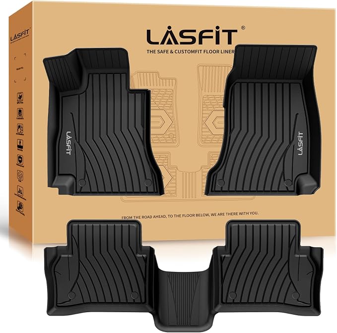 LASFIT Floor Mats for Mercedes Benz E Class 2017-2023 E300 / E350 / E400 / E450/ E43 AMG / E53 AMG / E63 AMG S (Fit Sedan & Wagon Only), All Weather TPE Floor Liners for E Class, 1st & 2nd Row