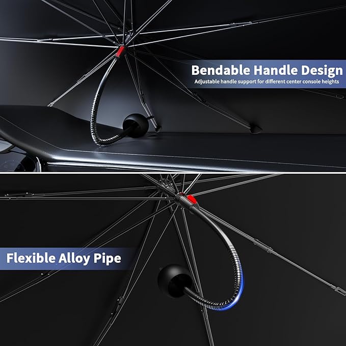 Car Windshield Sun Shade - Universal 55"x31" Front Window Sunshield with Heat-Blocking Titanium Coating, Compact Umbrella Design, for Sedan, SUV, Truck