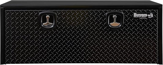Buyers Products 1702510 Black Steel Truck Tool Box With Aluminum Diamond Tread Door, 18 x 18 x 48 Inch, Made In The USA, Truck Box for Organization & Storage, Job Tool Chest, Contractor Toolbox
