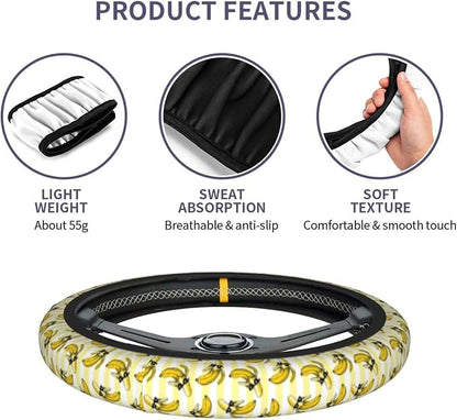 Banana Steering Wheel Covers Non Slip Neoprene Universal 15 Inch Steering Wheel Protector Car Cover for Men Women