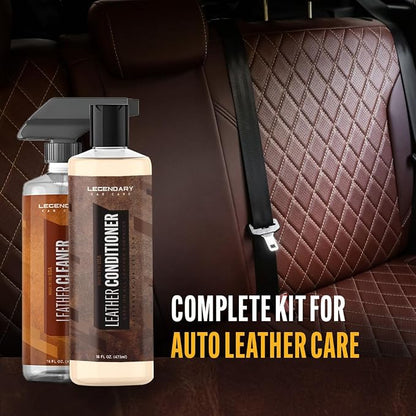 Legendary Leather Cleaner And Conditioner 16oz - Conditions, Cleans, & Protects Car Interior from UV - Multi Use Detailing Kit for Car Seats - Non-Greasy, Restores Leather