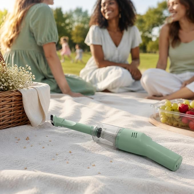 catsMeow Mini Handheld Vacuum Cordless, Lightweight Portable Small Vacuum Cleaner for Car, Desk, Keyboard, Sofa, Drawers and Crumbs, USB Rechargeable with Washable Filter, Mint Green