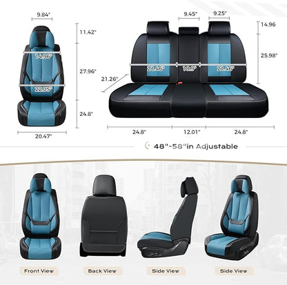 Coverado Seat Covers, Car Seat Covers Front Seats, Car Seat Cover, Car Seat Protector Waterproof, Seat Cushion Nappa Leather with Head Pillow, Carseat Cover Universal Fit for Most Cars (Black&Blue)