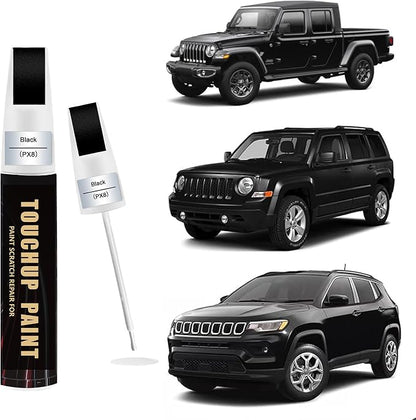 Black Crystal(PX8/DX8) Car Paint Touch Up Pen Compatible with JEEP, 2-In-1 Color Accurate Touch Up Car Scratch Repair Paint Match JEEP Series Automotive Scratch Remover for Nicks & Chips Repair