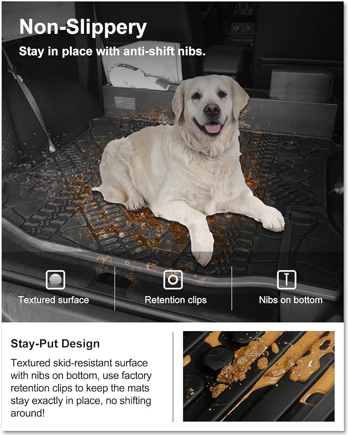 KIWI MASTER Floor Mats & Cargo Mat for 2014-2018 Jeep Wrangler JK 4 Door, OEM Replacement 82213860 82213184, All Weather Car Mats, Heavy Duty TPE Floor Liners, Front & Rear & Trunk Mat Set, Black