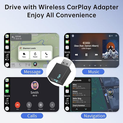 Wireless CarPlay Adapter for Apple iPhone, Convert Wired to Wireless Mini USB Bluetooth Car Play Adapter with Stable 5.8GHz Wi-Fi Plug & Play - Compatible with Cars 2016+ and iOS 10+