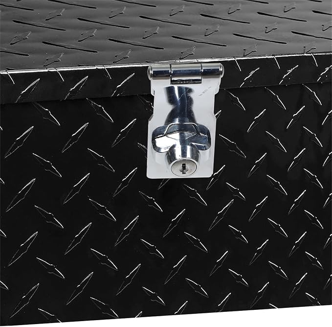 munirater 20 Inch Heavy Duty Black Aluminum Plate Tool Box Truck Bed RV Trailer Toolbox Storage W/Side Handle and Lock Keys 20 x 12 x 9.5in