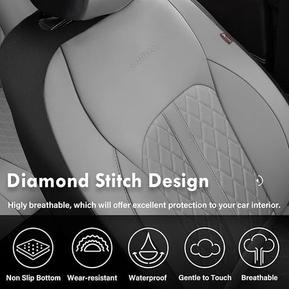 Coverado Universal Leather Seat Covers Full Set for 5 Seats – Waterproof, Durable All-Weather Protector for SUV, Pickup Truck, Sedan, Gray