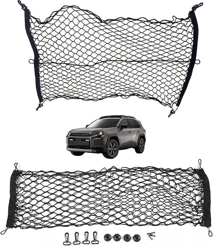 2 Pcs Trunk Organizer Cargo Net Suitable for 2026 Toyota RAV4 Hybrid LE Limited SE Woodland Edition XLE Premium XSE Plug-ln GRSport,Envelope Style&Rear Trunk Floor Style Cargo Net Car Trunk