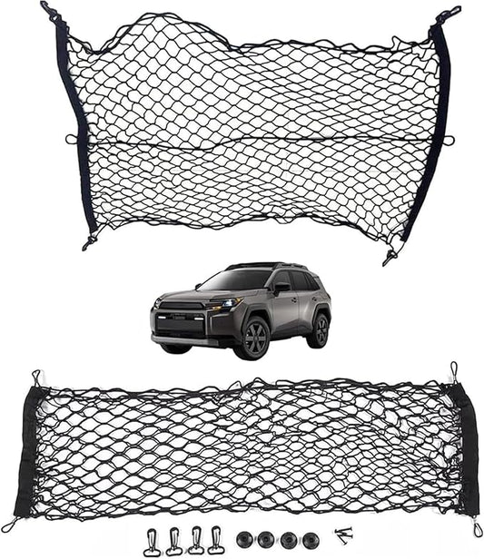 2 Pcs Trunk Organizer Cargo Net Suitable for 2026 Toyota RAV4 Hybrid LE Limited SE Woodland Edition XLE Premium XSE Plug-ln GRSport,Envelope Style&Rear Trunk Floor Style Cargo Net Car Trunk