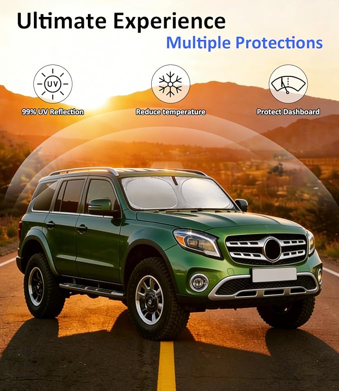 Windshield Sun Shade for 2015-2020 Mercedes Benz GLA 180 200 220 250 Accessories, Car Front Window Sun Visor & Heat Shield | 240T Sunshade Protection Blocks UV Rays Keep Your Car Cooler