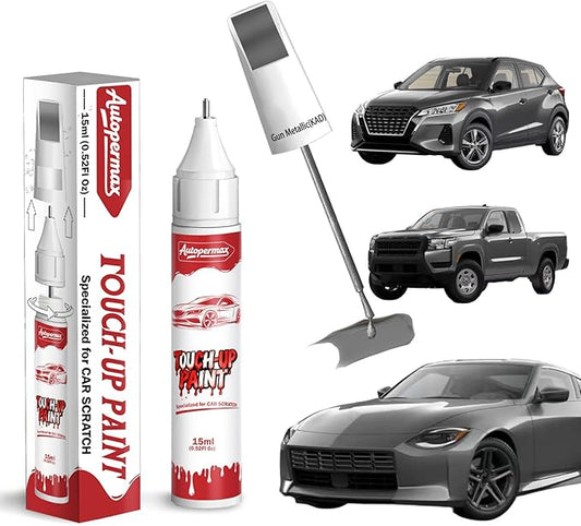 KAD Gun Metallic Car Touch Up Paint for Nissan, Color Accurate Two-In-One Car Paint Scratch Repair Pen, Professional Scratch Remover for Vehicles Chips and Nicks Scuff