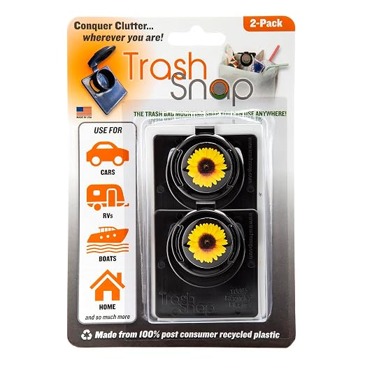 Reusable Bag Holders for Trash & Recycling | Eco-Friendly, Adhesive Clip System for Car, RV, Home, Travel, Boat | Recycled Plastic Sunny Day - 2 Pack