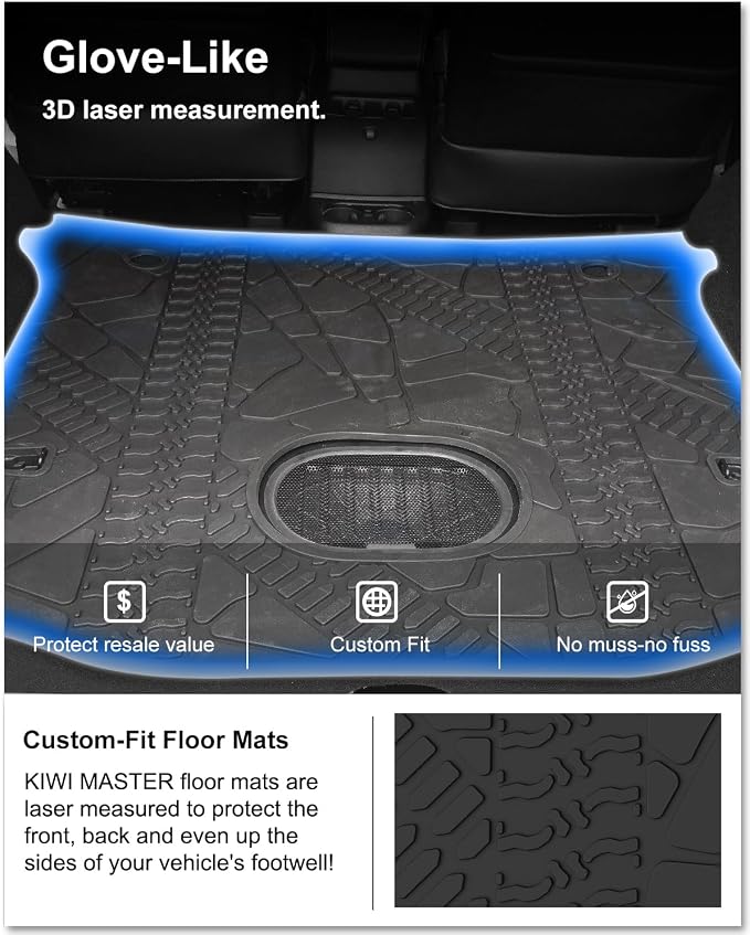 KIWI MASTER Cargo Mat for 2015-2018 Jeep Wrangler JK, OEM Replacement 82214404, Custom Fit All Weather Rear Cargo Liner, Heavy Duty TPE Tray Trunk Mat, Black