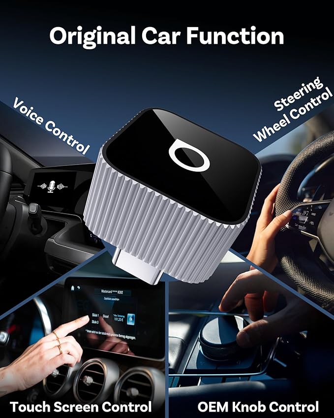 OTTOCAST Mini Cube 3.0 USB C Wireless CarPlay & Android Auto Adapter 2026– Plug & Play, Fast Auto-Reconnect (Silver)