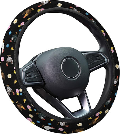 GENANY Chicken Steering Wheel Cover, Non Slip Polyester Car Wheel Protector for Car SUV Truck, Universal 15 Inch