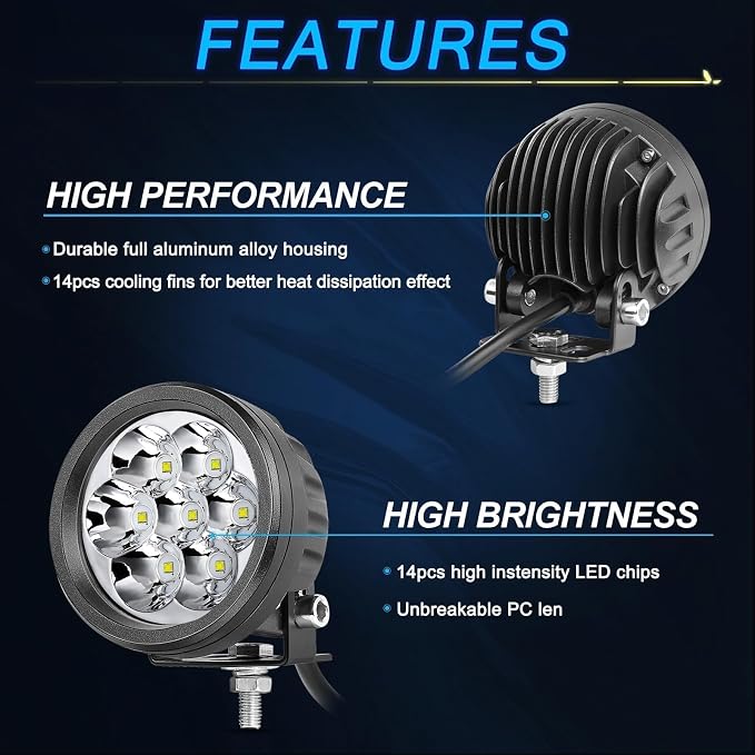Round LED Pod Lights, ACEC SHOP 2PCS 42W 3.5 Inch Spot Beam Driving Lights Off Road Light Ditch Light Round LED Pods for Trucks Pickup SUV UTV ATV Boat Motorcycle