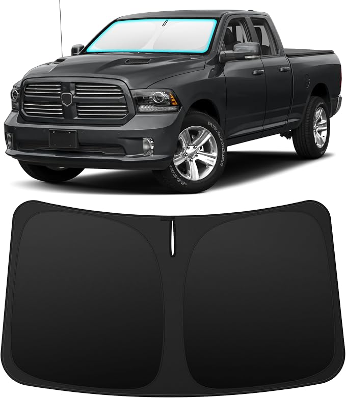 INSAUTO Custom Fit Windshield Sun Shade Accessories for Dodge RAM 1500 2012-2018, Foldable Front Window Sunshade, UV & Heat Reflector, Keeps Interior Cool, Includes Storage Bag