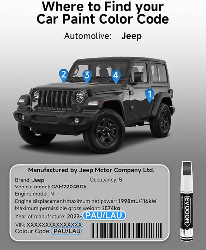 PAU/LAU Granite Crystal Metallic Touch Up Paint Compatible with JeepExact Match 2 in 1 Touch up Paint for Chips and Nicks Repair