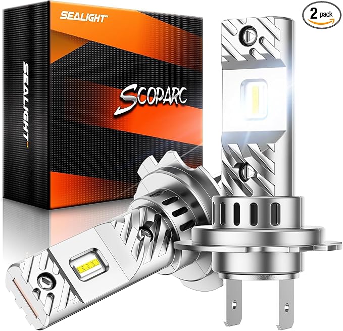SEALIGHT H7 Bulbs 36000LM Ultra-Bright S6 H7 ATV Bulbs No Adapter Required No Cordless, 6500K White Light, 60000+Long Lifespan, Plug-N-Play, Marker Light Assemblies, Pack of 2