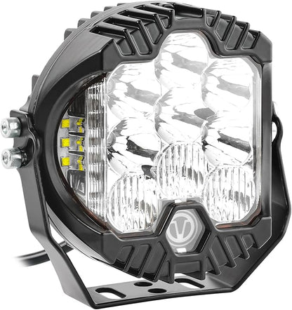 AUTOXBERT 5 Inch Round LED Offroad Lights,50W LED Side Shooter Pods Spot Flood Combo Beam Fog Driving Lights with Amber DRL for Jeep Truck ATV SUV 4x4 Pickup, 1Pcs