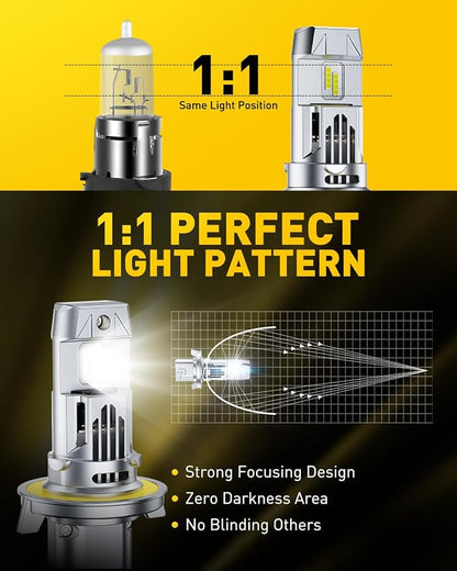 AUXITO 9008 LED Bulbs, 900% Ultra-Bright, 6500K White H13 Fog Light, Easy Plug-N-Play Installation, IP68 Waterproof, Pack of 2