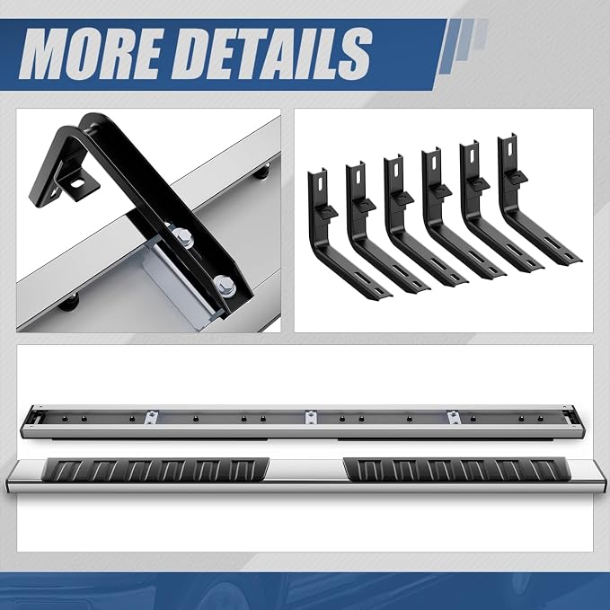 Auto Dynasty Running Boards Compatible with 2015-2025 Chevy Colorado, GMC Canyon Crew Cab, Stainless Steel Side Step Rail Nerf Bars, 6.75" Step Bars, Chrome