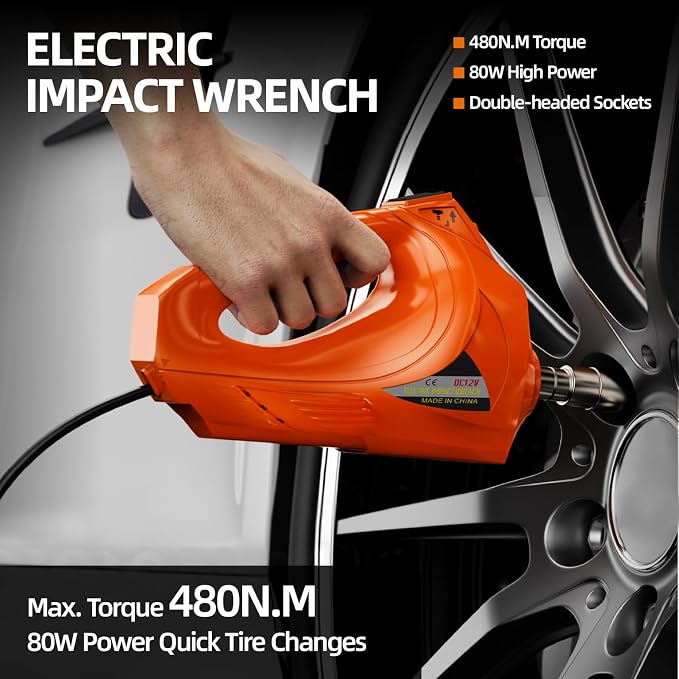 Car Jack Electric Hydraulic Jack Kit 5Ton 155-450mm LCD Display Lift Inflator LED Light Impact Wrench 12V Portable Outdoor Home Emergency Tire Change Roadside Rescue Set