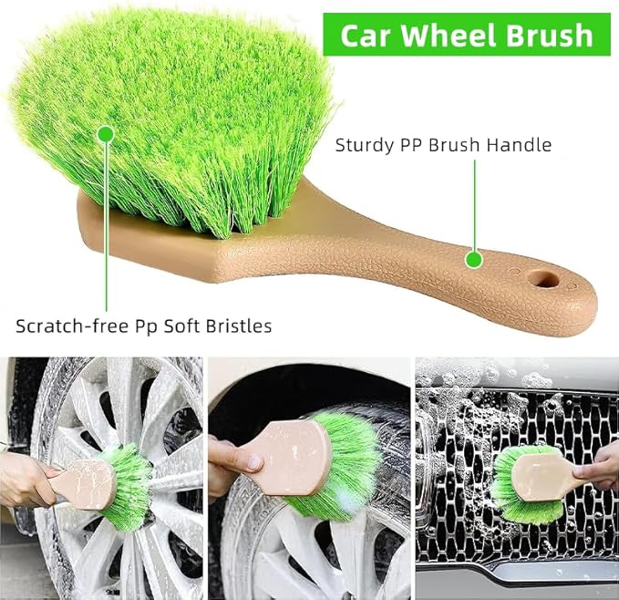 62" Car Wash Brush with Long Handle Chenille Microfiber Car Wash Mop Mitt, Wheel Brush, Windshield Window Squeegee, Car Duster Microfiber Towel, Gloves, for Cleaning Cars, RV, Truck, Boat
