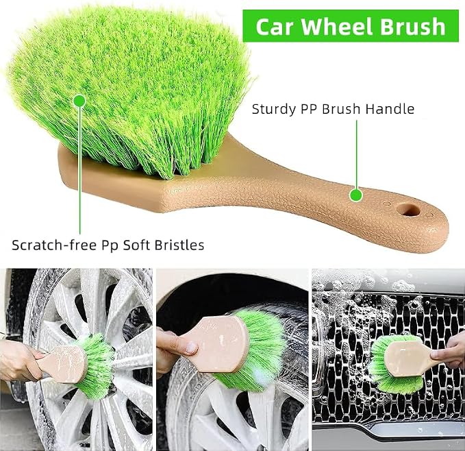 62" Car Wash Brush with Long Handle Chenille Microfiber Car Wash Mop Mitt, Wheel Brush, Windshield Window Squeegee, Car Duster Microfiber Towel, Gloves, Drill Brush, for Cleaning Cars RV Truck Boat