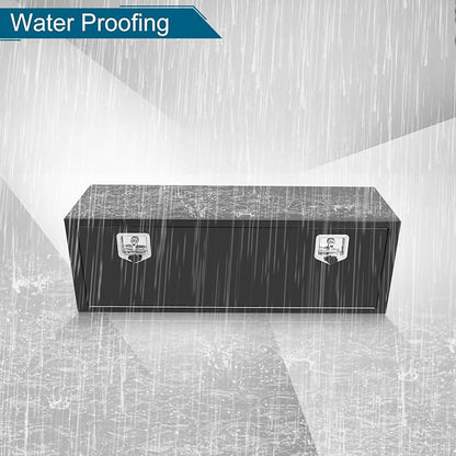 48"X14"X16" Underbody Truck Box Black Heavy Duty Steel Trailer Box Pick Up Truck Tool Box Storage Organizer w/Lock & eys