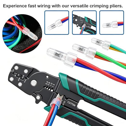 smseace 580 Pcs Closed End Crimp Connector with Crimping Tool - Closed End Crimp Caps Terminal for 22-16 AWG, 16-14 AWG, 12-10 AWG - Ideal for Automotive, Audio, and Electrical Applications