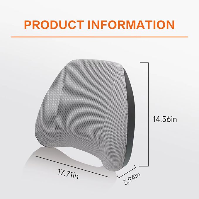 Super Comfy Lumbar Pillow, Lumbar Support Pillow for Back Pain Relief with Adjustable Strap, 100% Memory Foam & Breathable Removable Cover, Ergonomic Design - Softness Back Support Pillow(Gray)