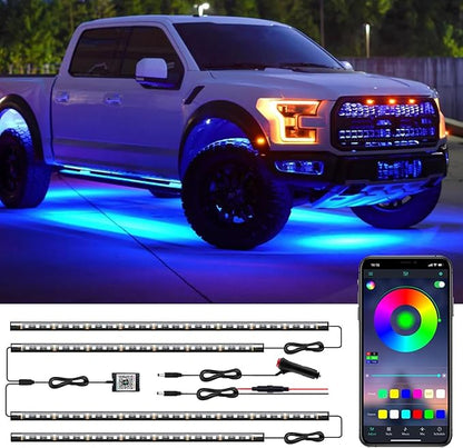 LED Underglow Kit for Car, 16 Million RGB Colors 29 Modes, APP + Remote Control, Music Sync & DIY Mode, Waterproof Under Car Lights Exterior for SUVs Trucks, DC 12V