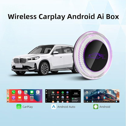 LEXXSON 8G+128G Car Video Box for BMW/Porsche/BYD/Audi/Ford, Android 13 Wireless Ai Box Carplay with Dual WiFi/GPS/Split Screen/HDMI Output