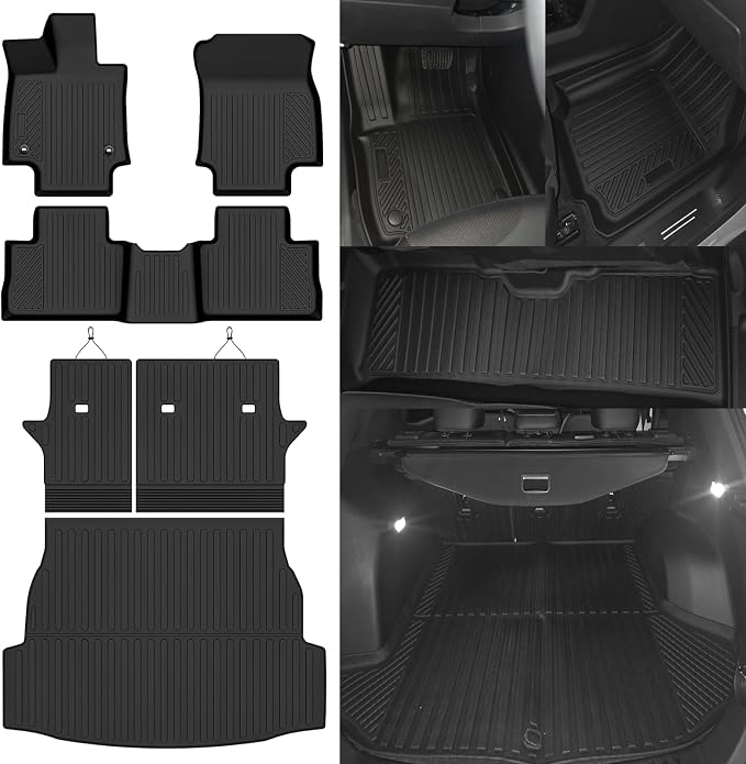 Custom Fit Floor Mats for Toyota RAV4 Gas 2019-2025(Not for Hybrid), All Weather TPE Floor Liners with Trunk Mat & Backrest Protectors, Odorless Full Set Interior Accessories