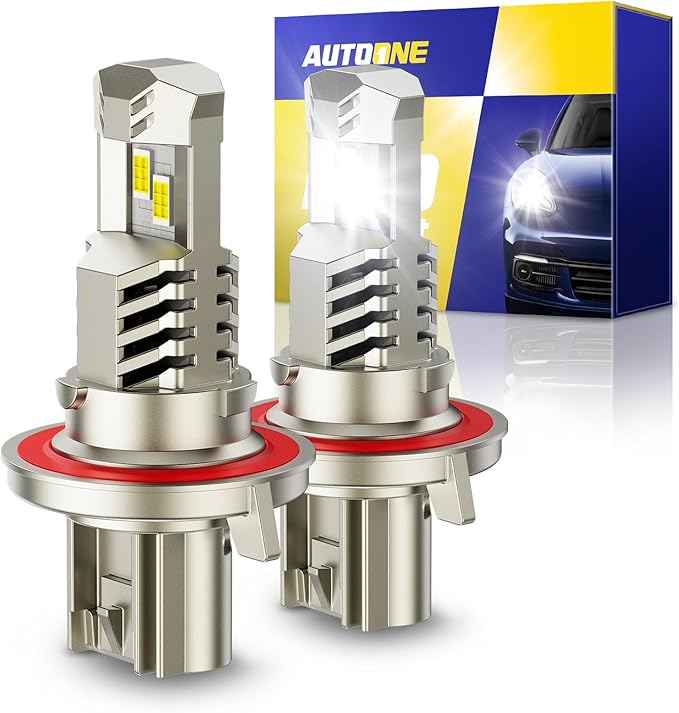 AUTOONE Upgraded H13/9008 Light Bulbs, 26,000LM White 800%, 1:1 Mini Size No Adapter Required H13 bulb, Plug & Play Quick Installation, 2PCS