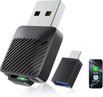 2-in-1 Wireless CarPlay & Android Auto Adapter, Mini USB Design for Cars with Built-in Wired Apple CarPlay 2025 Upgrade Plug & Play CarPlay Dongle Converts Wired CarPlay to Wireless, Fast Auto-Connect